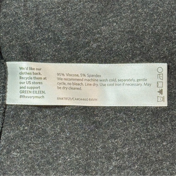 Eileen Fisher Charcoal Gray Knit Jersey Long Sleeve A-Line Dress size Large - Picture 6 of 6